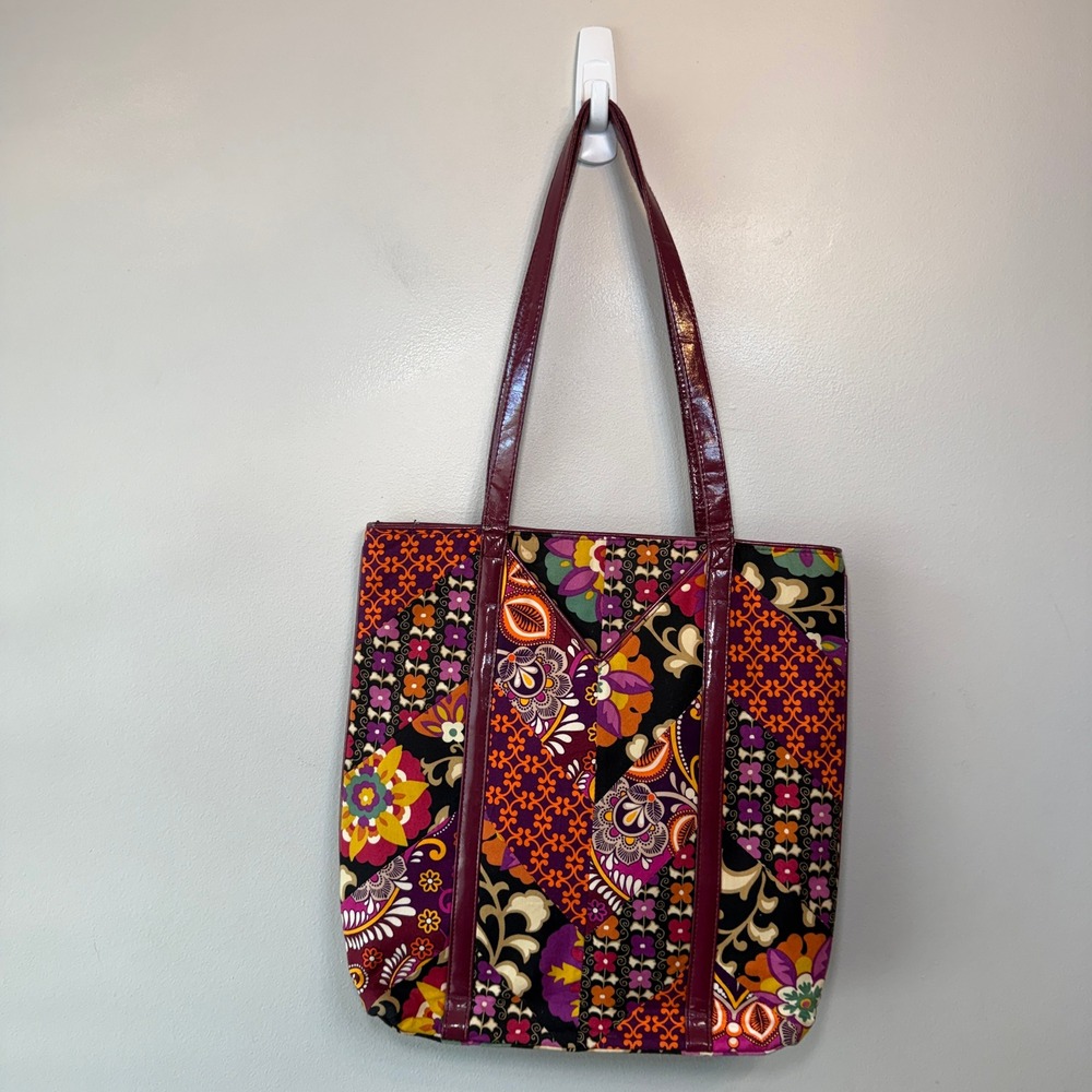 Vera Bradley Suzani Paisley Patchwork Print Cotton Tote Bag Laptop Shoulder Bag